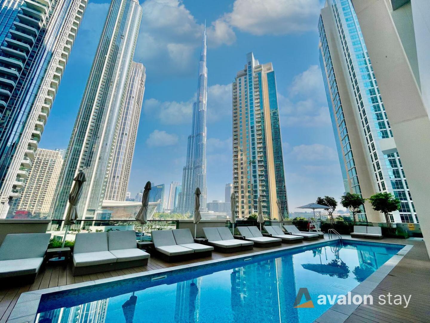 Avalonstay - Luxury 1Br Apt In Downtown Dubai-Brand New-Burj Khalifa & Fountain Views From Pool Exterior foto